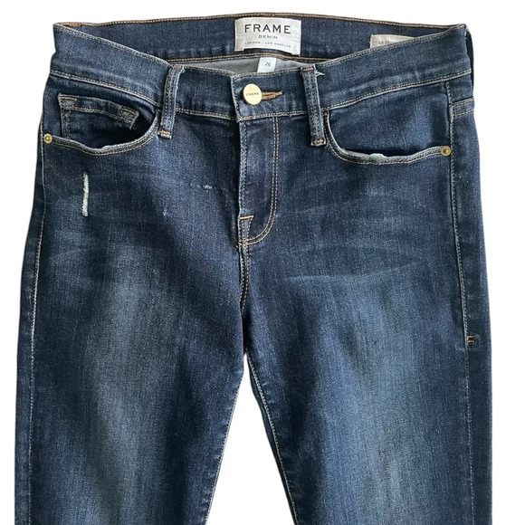 Frame Denim Womens Le Skinny de Jeanne Mid-Rise Denim Distressed Jeans - Picture 3 of 8